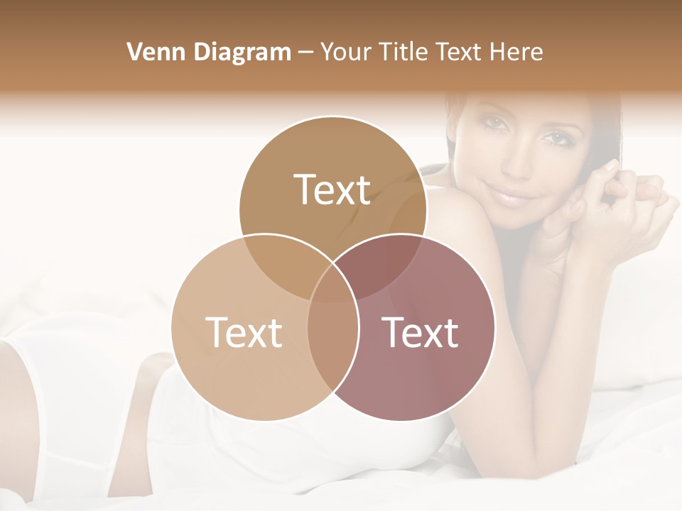 Portrait Of Fresh And Beautiful Brunette Woman On Bed PowerPoint Template