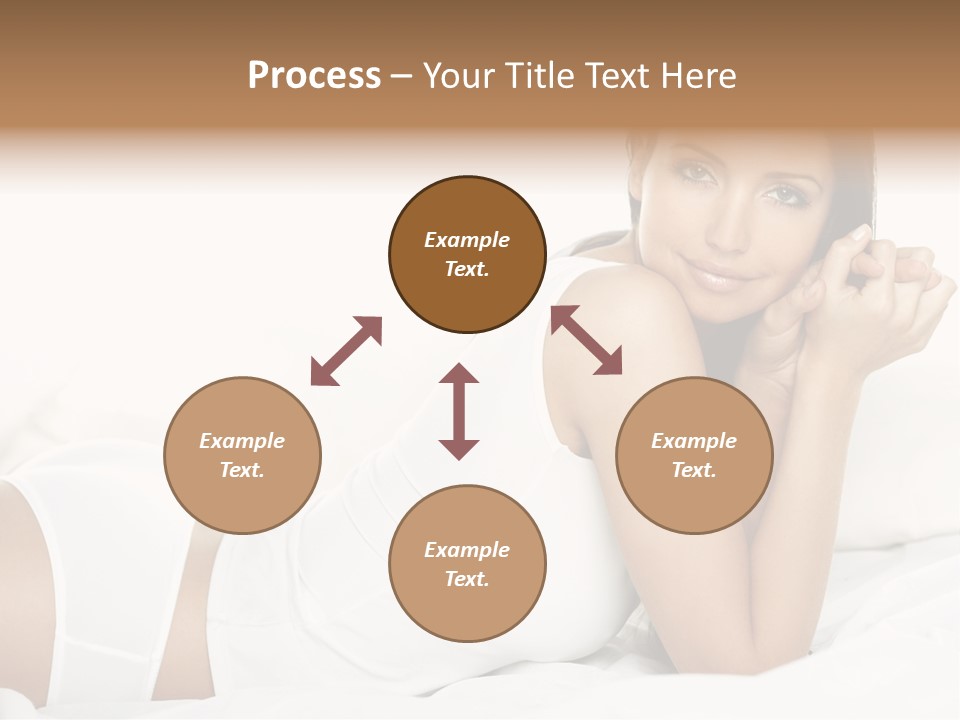 Portrait Of Fresh And Beautiful Brunette Woman On Bed PowerPoint Template