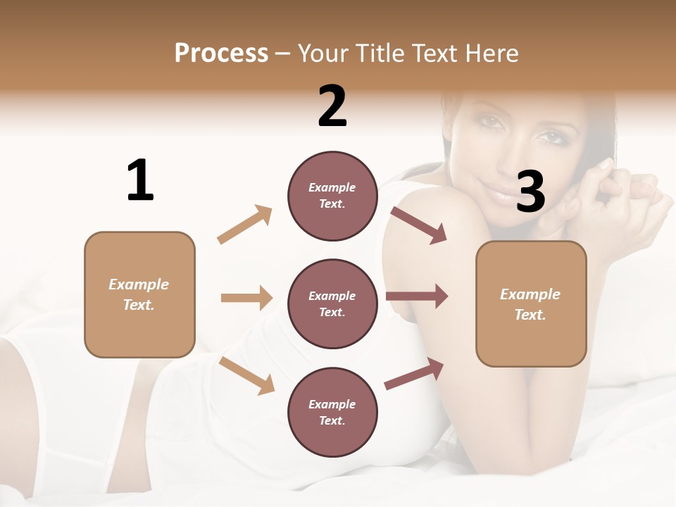 Portrait Of Fresh And Beautiful Brunette Woman On Bed PowerPoint Template