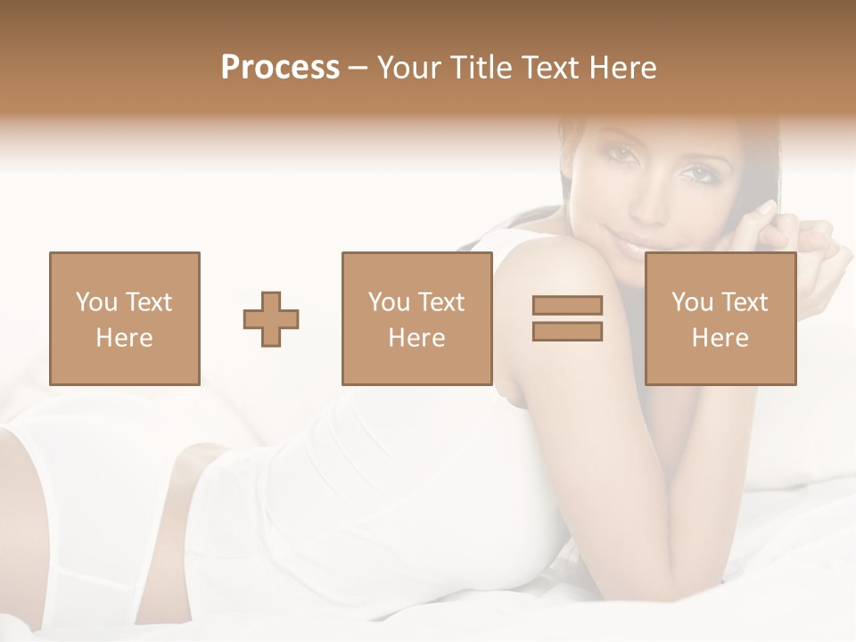 Portrait Of Fresh And Beautiful Brunette Woman On Bed PowerPoint Template