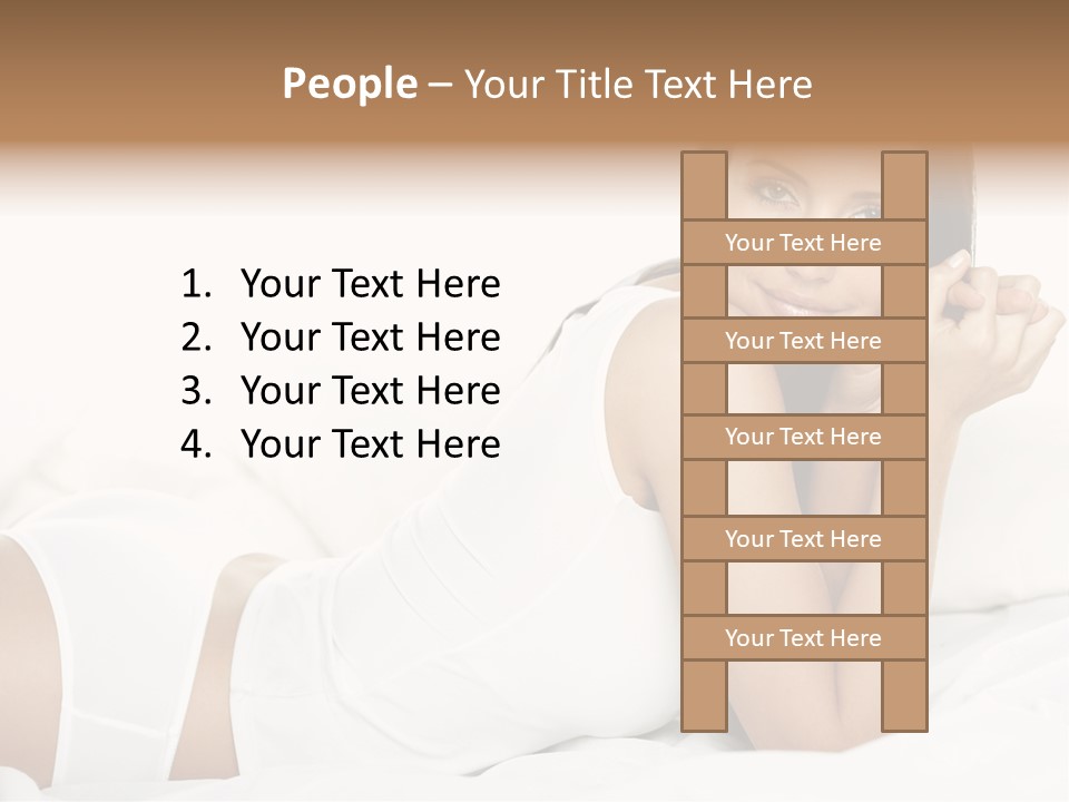 Portrait Of Fresh And Beautiful Brunette Woman On Bed PowerPoint Template