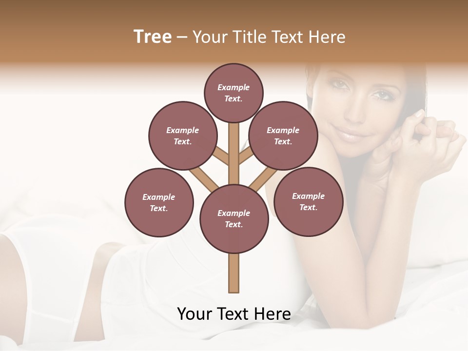 Portrait Of Fresh And Beautiful Brunette Woman On Bed PowerPoint Template