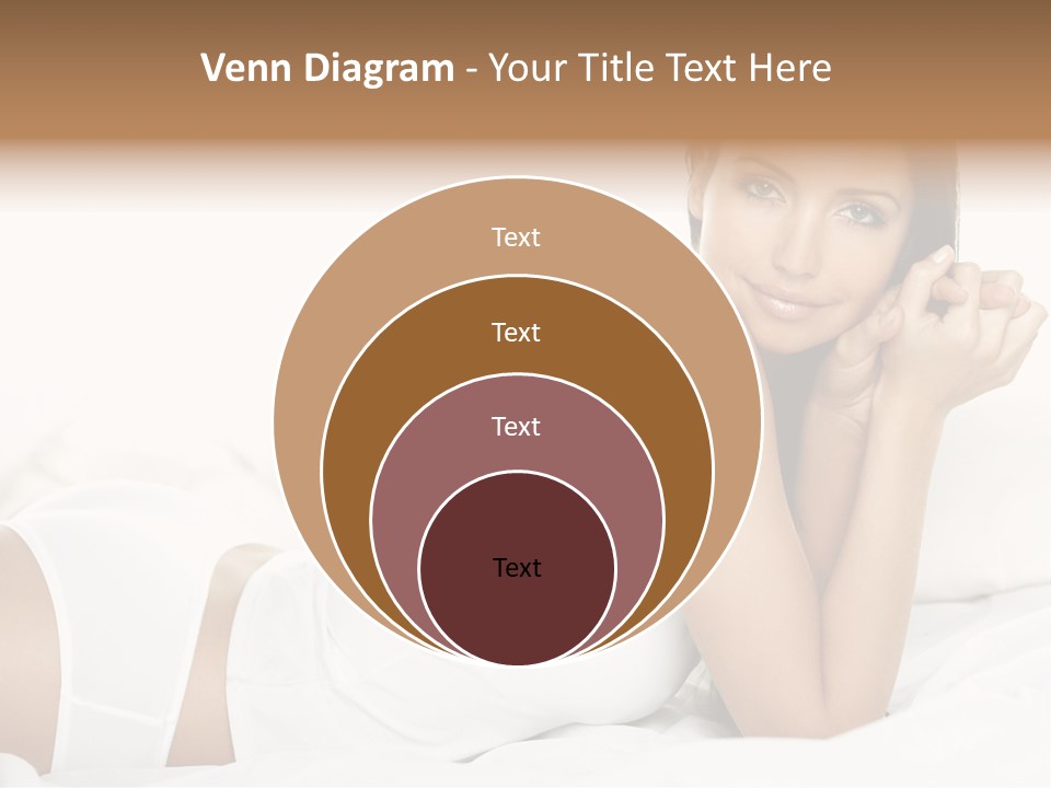 Portrait Of Fresh And Beautiful Brunette Woman On Bed PowerPoint Template