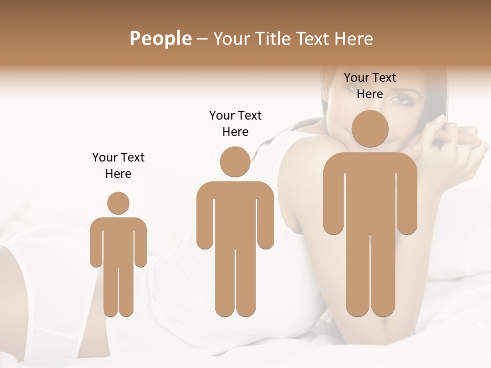 Portrait Of Fresh And Beautiful Brunette Woman On Bed PowerPoint Template