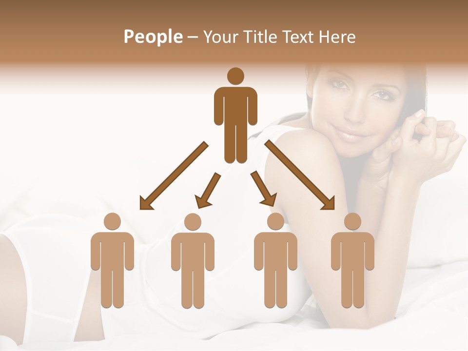 Portrait Of Fresh And Beautiful Brunette Woman On Bed PowerPoint Template