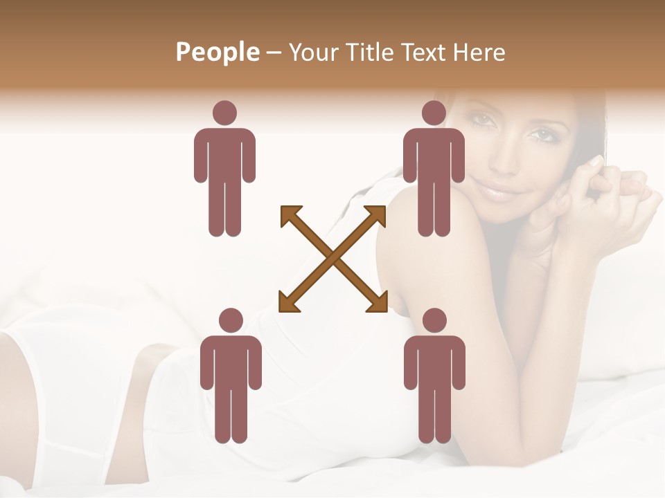 Portrait Of Fresh And Beautiful Brunette Woman On Bed PowerPoint Template