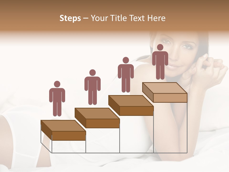 Portrait Of Fresh And Beautiful Brunette Woman On Bed PowerPoint Template