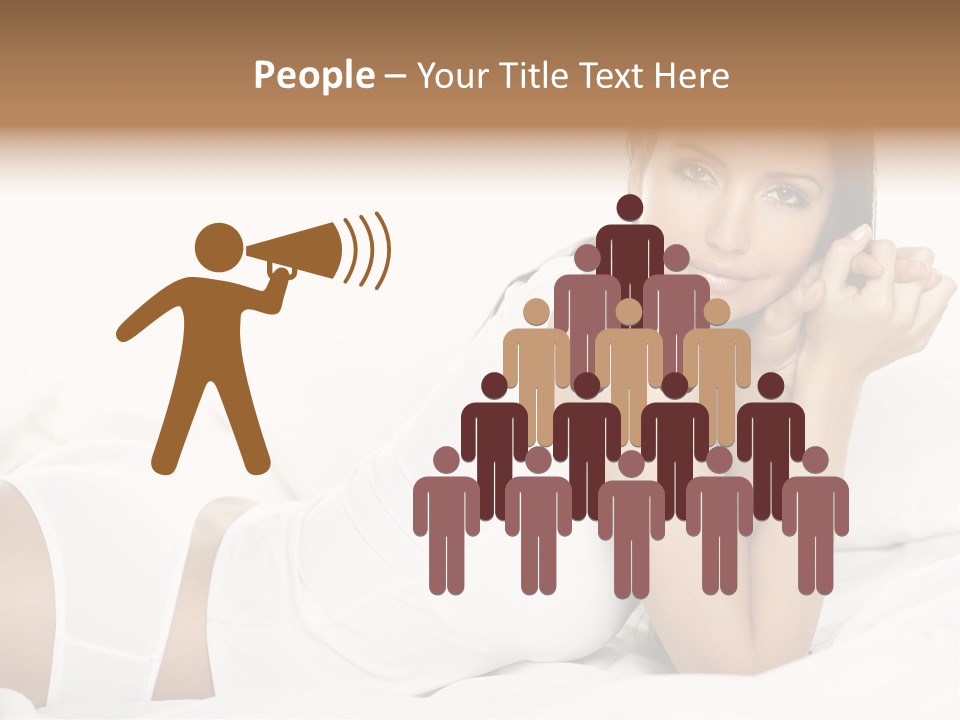 Portrait Of Fresh And Beautiful Brunette Woman On Bed PowerPoint Template