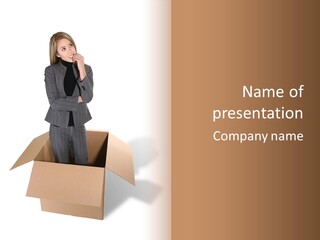 A Business Woman Thinking Outside The Box PowerPoint Template