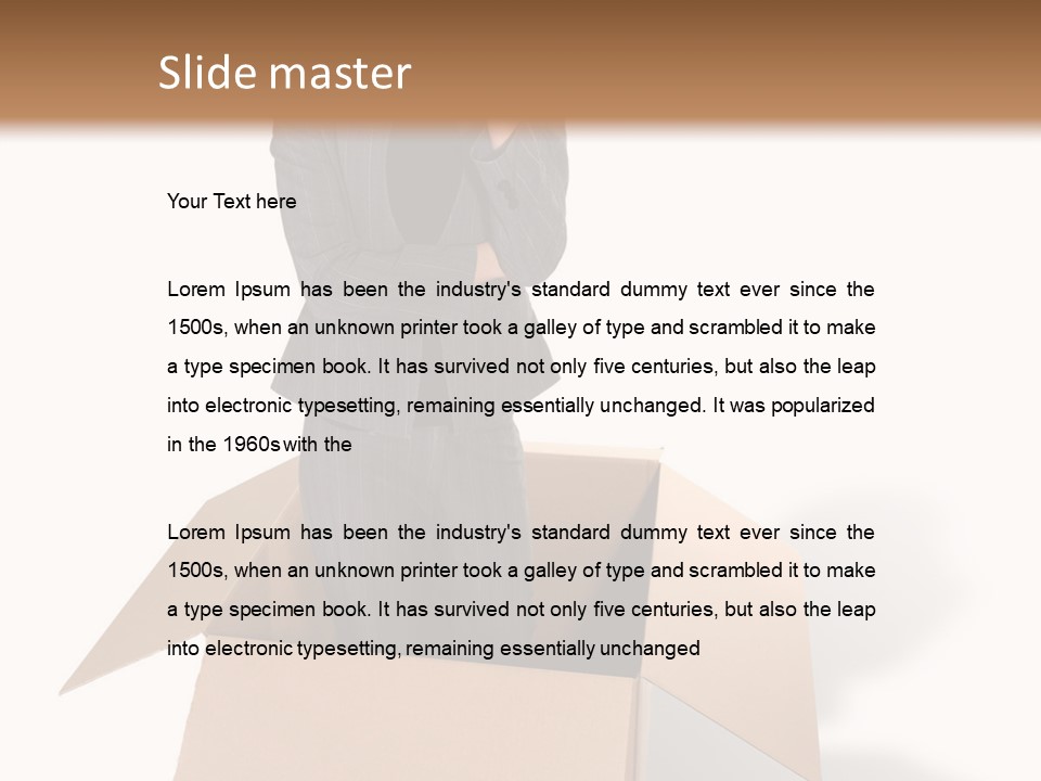 A Business Woman Thinking Outside The Box PowerPoint Template