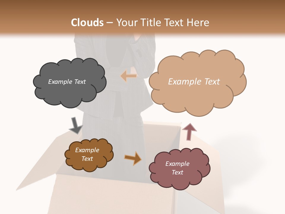 A Business Woman Thinking Outside The Box PowerPoint Template
