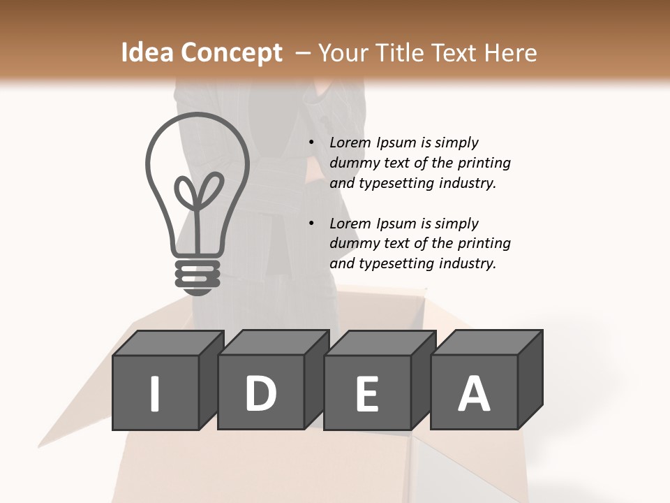 A Business Woman Thinking Outside The Box PowerPoint Template