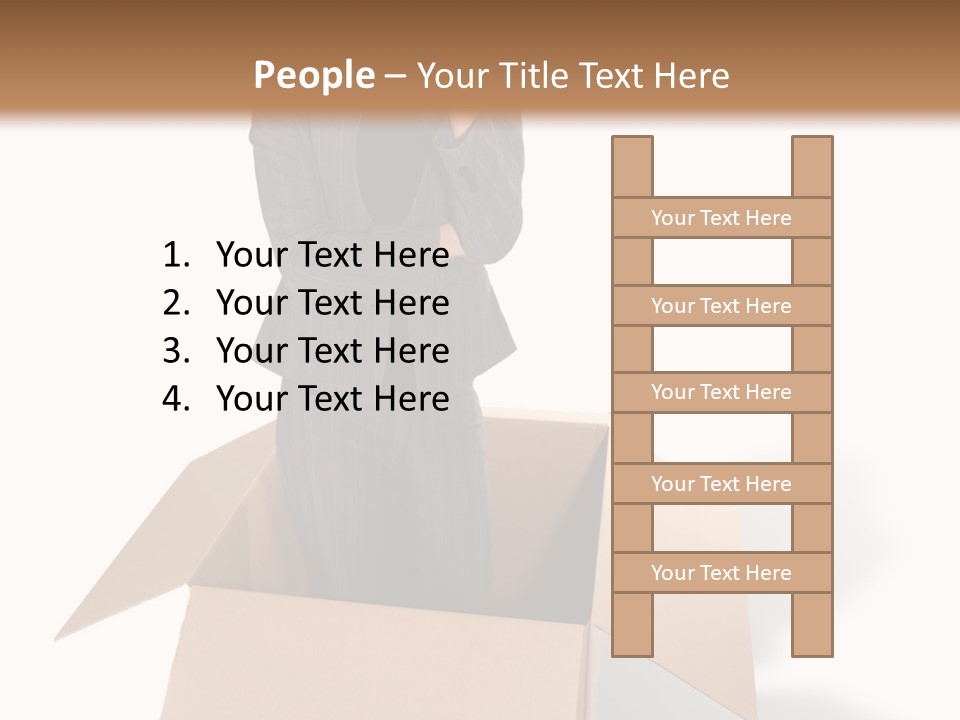 A Business Woman Thinking Outside The Box PowerPoint Template