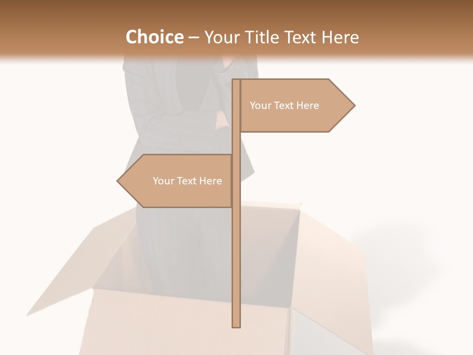 A Business Woman Thinking Outside The Box PowerPoint Template