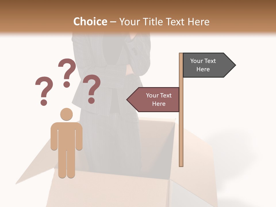 A Business Woman Thinking Outside The Box PowerPoint Template