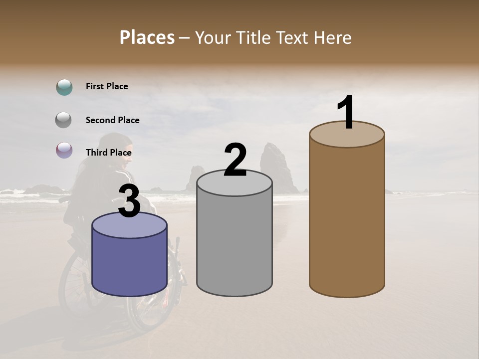 Beautiful Young Woman In A Wheel Chair Visiting Cannon Beach In Oregon, Usa. PowerPoint Template