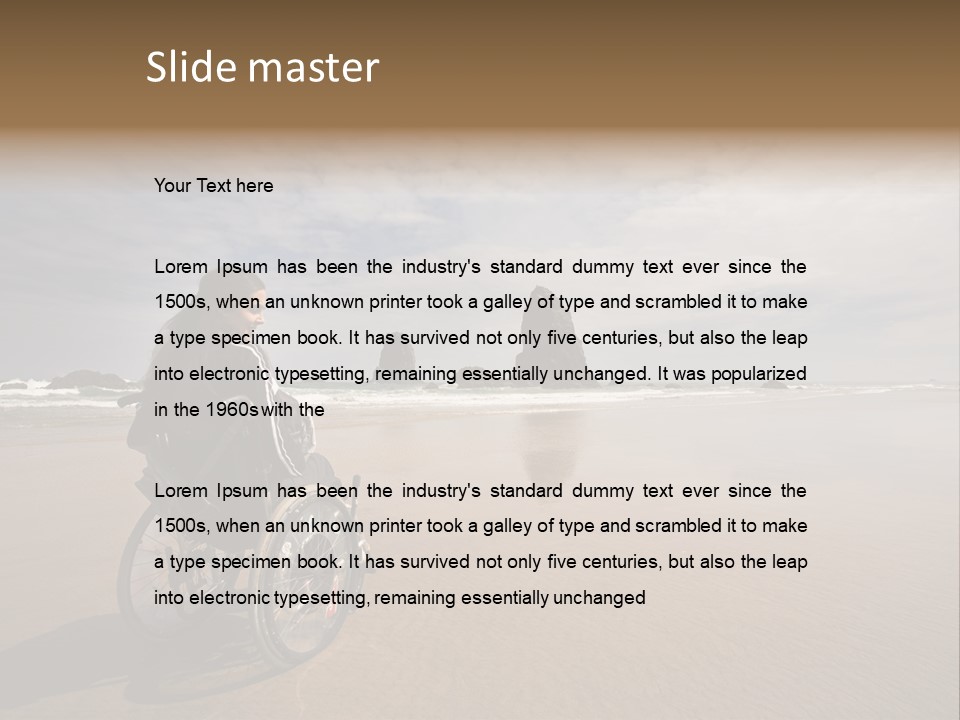 Beautiful Young Woman In A Wheel Chair Visiting Cannon Beach In Oregon, Usa. PowerPoint Template