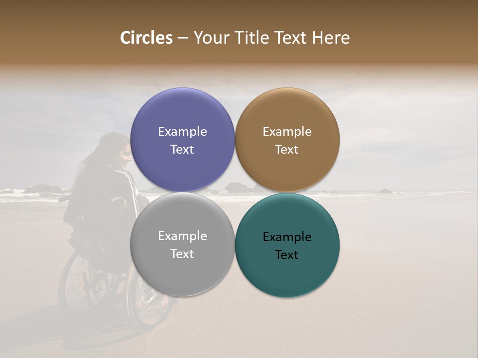 Beautiful Young Woman In A Wheel Chair Visiting Cannon Beach In Oregon, Usa. PowerPoint Template