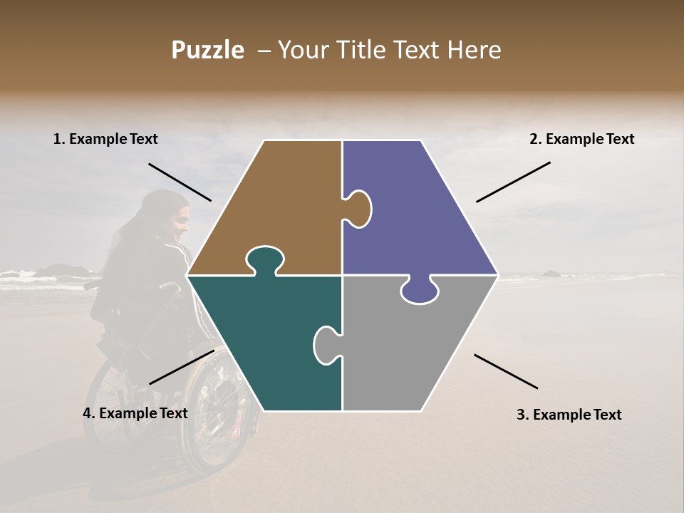 Beautiful Young Woman In A Wheel Chair Visiting Cannon Beach In Oregon, Usa. PowerPoint Template