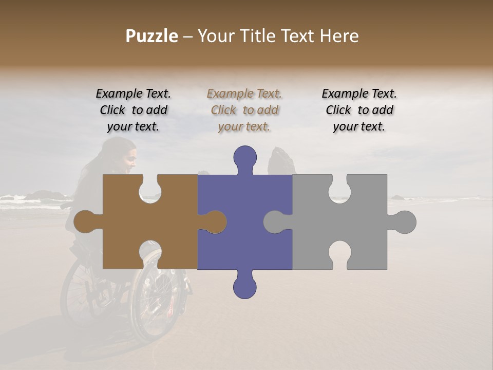 Beautiful Young Woman In A Wheel Chair Visiting Cannon Beach In Oregon, Usa. PowerPoint Template