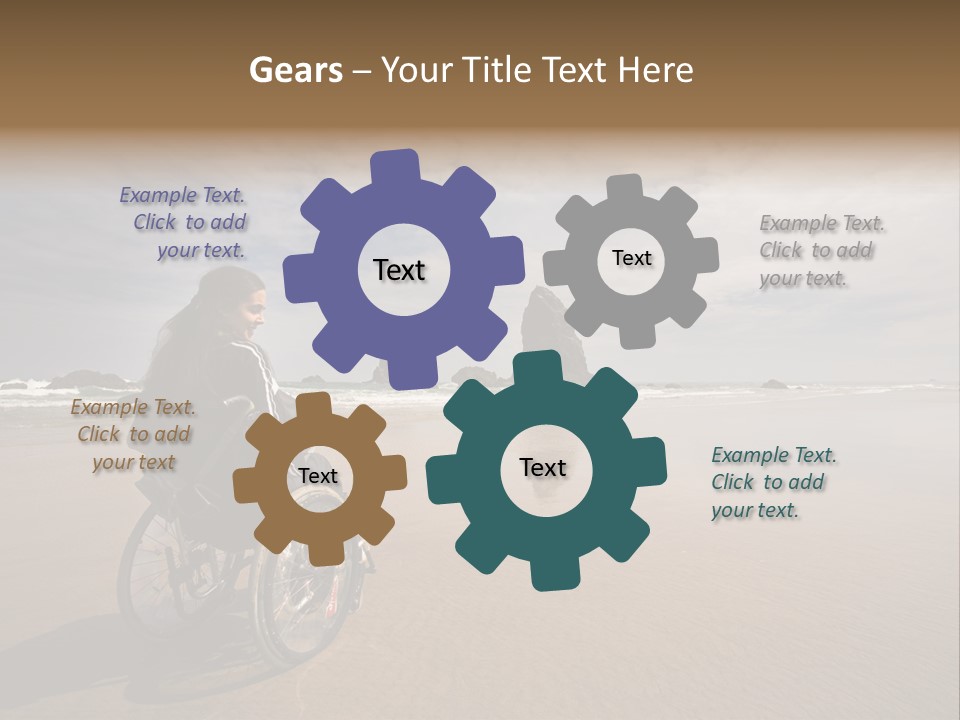 Beautiful Young Woman In A Wheel Chair Visiting Cannon Beach In Oregon, Usa. PowerPoint Template