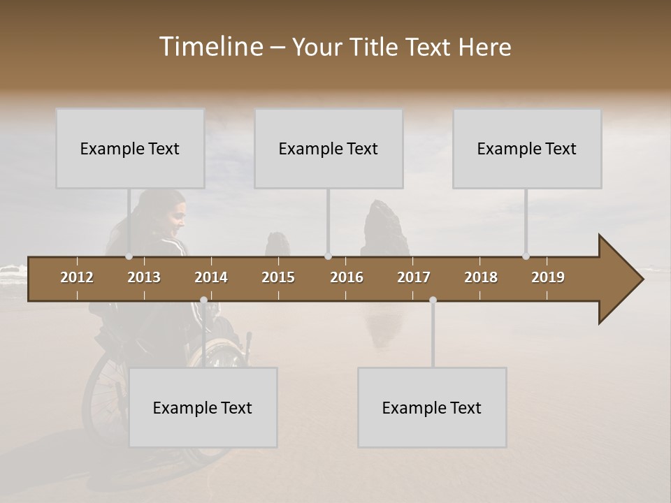 Beautiful Young Woman In A Wheel Chair Visiting Cannon Beach In Oregon, Usa. PowerPoint Template