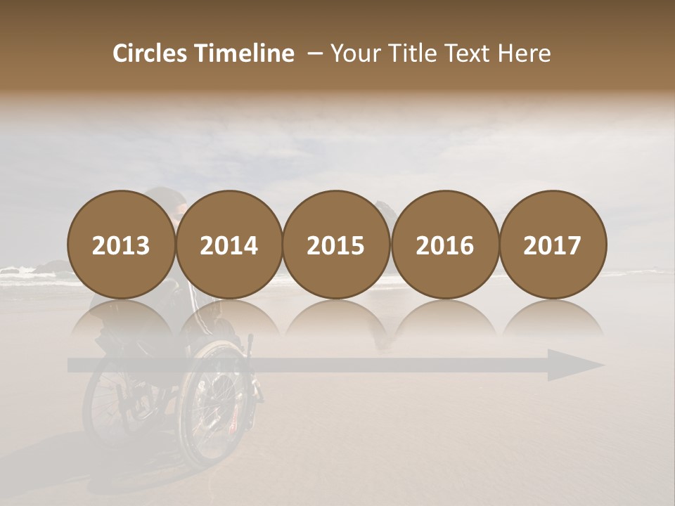 Beautiful Young Woman In A Wheel Chair Visiting Cannon Beach In Oregon, Usa. PowerPoint Template