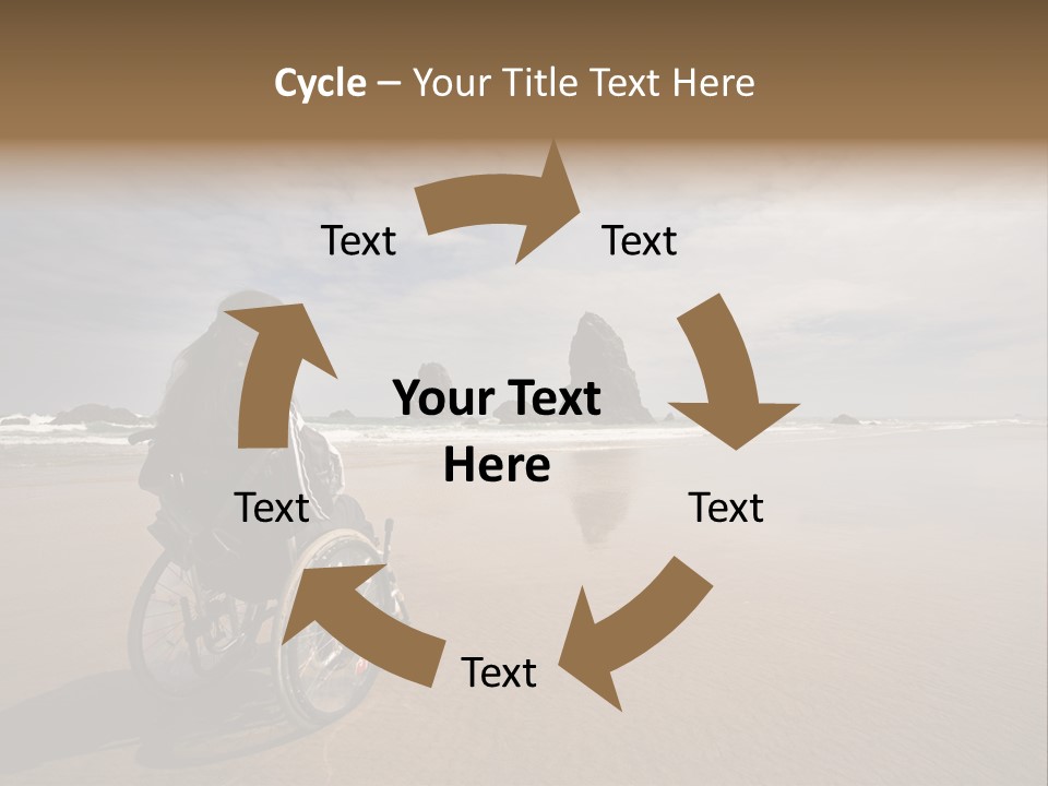 Beautiful Young Woman In A Wheel Chair Visiting Cannon Beach In Oregon, Usa. PowerPoint Template