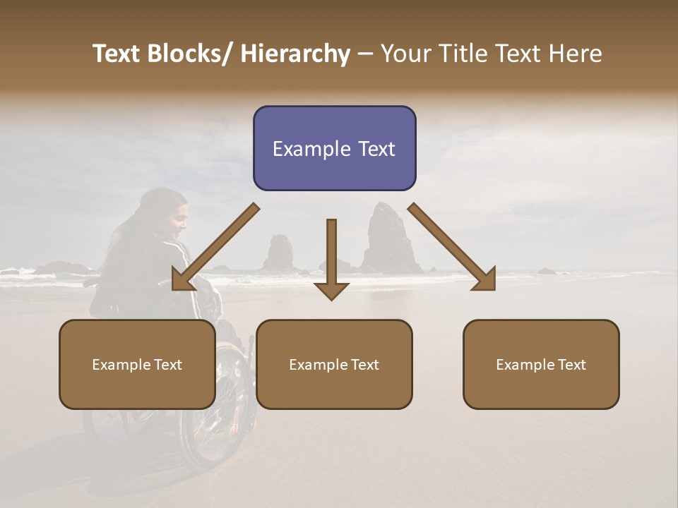 Beautiful Young Woman In A Wheel Chair Visiting Cannon Beach In Oregon, Usa. PowerPoint Template