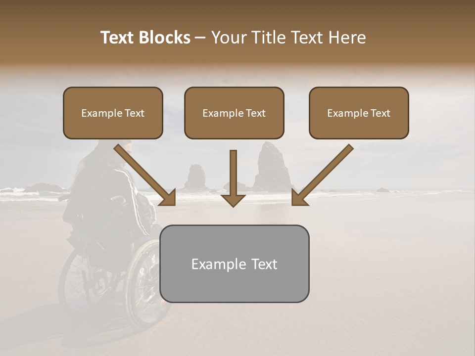 Beautiful Young Woman In A Wheel Chair Visiting Cannon Beach In Oregon, Usa. PowerPoint Template