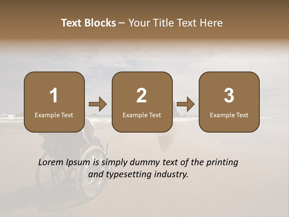 Beautiful Young Woman In A Wheel Chair Visiting Cannon Beach In Oregon, Usa. PowerPoint Template