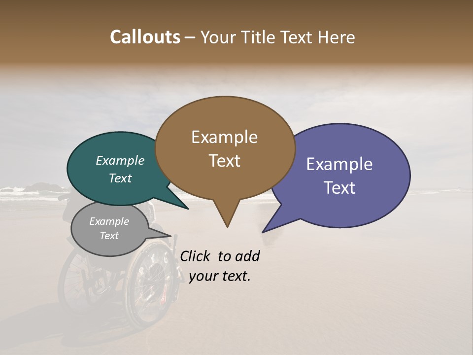 Beautiful Young Woman In A Wheel Chair Visiting Cannon Beach In Oregon, Usa. PowerPoint Template