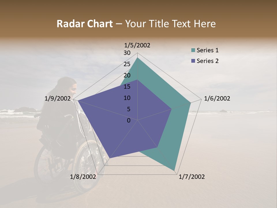 Beautiful Young Woman In A Wheel Chair Visiting Cannon Beach In Oregon, Usa. PowerPoint Template