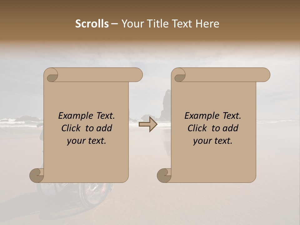Beautiful Young Woman In A Wheel Chair Visiting Cannon Beach In Oregon, Usa. PowerPoint Template