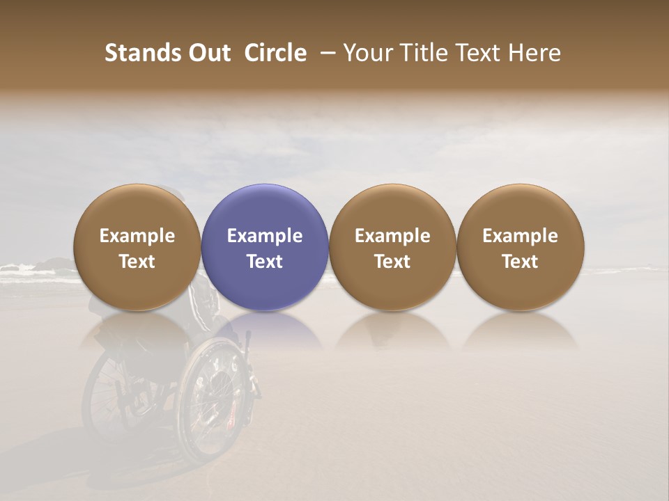 Beautiful Young Woman In A Wheel Chair Visiting Cannon Beach In Oregon, Usa. PowerPoint Template