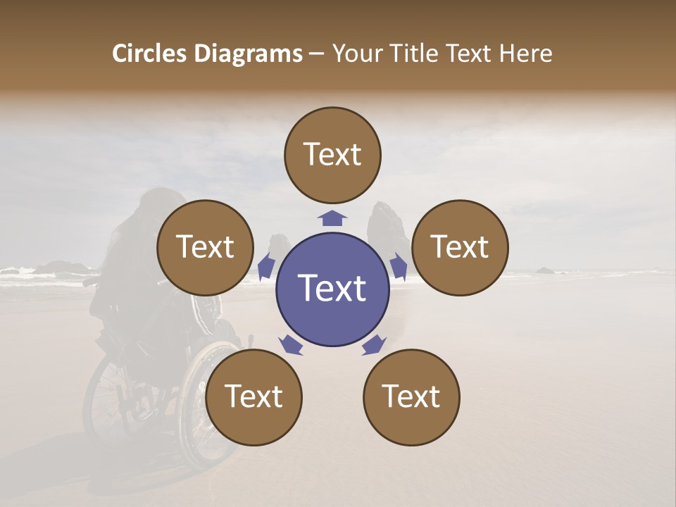 Beautiful Young Woman In A Wheel Chair Visiting Cannon Beach In Oregon, Usa. PowerPoint Template