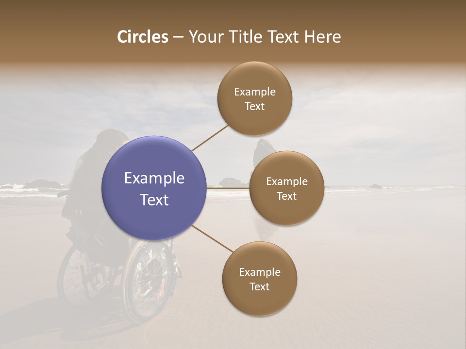 Beautiful Young Woman In A Wheel Chair Visiting Cannon Beach In Oregon, Usa. PowerPoint Template