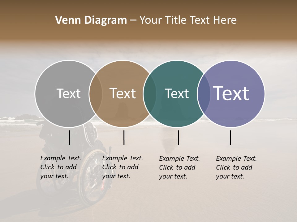 Beautiful Young Woman In A Wheel Chair Visiting Cannon Beach In Oregon, Usa. PowerPoint Template