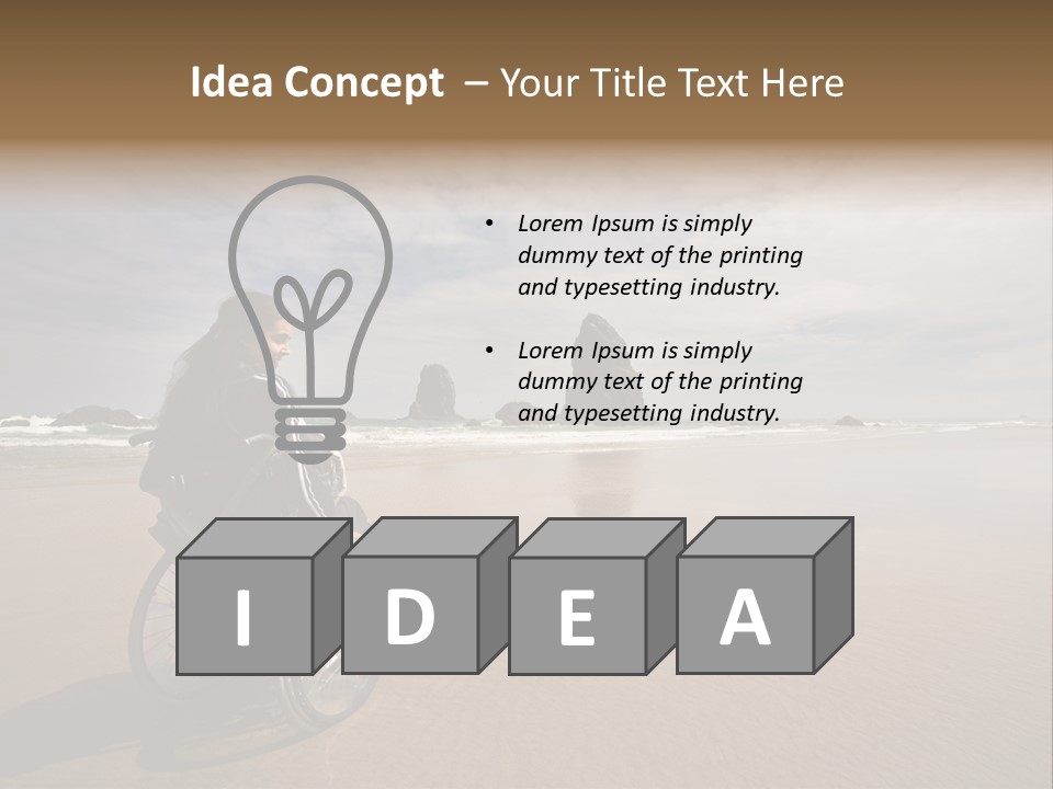 Beautiful Young Woman In A Wheel Chair Visiting Cannon Beach In Oregon, Usa. PowerPoint Template