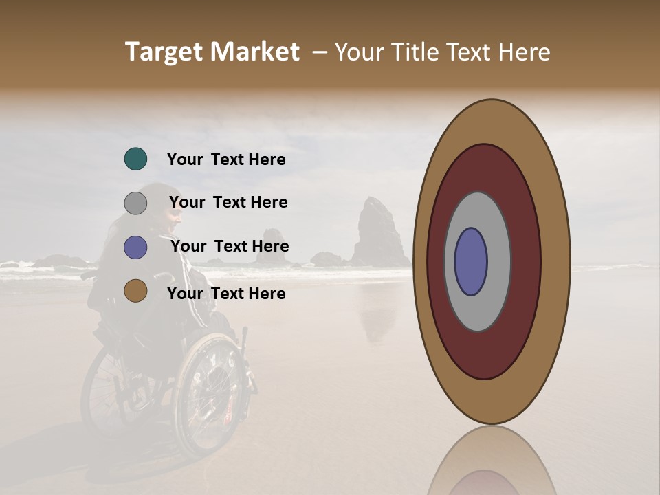 Beautiful Young Woman In A Wheel Chair Visiting Cannon Beach In Oregon, Usa. PowerPoint Template
