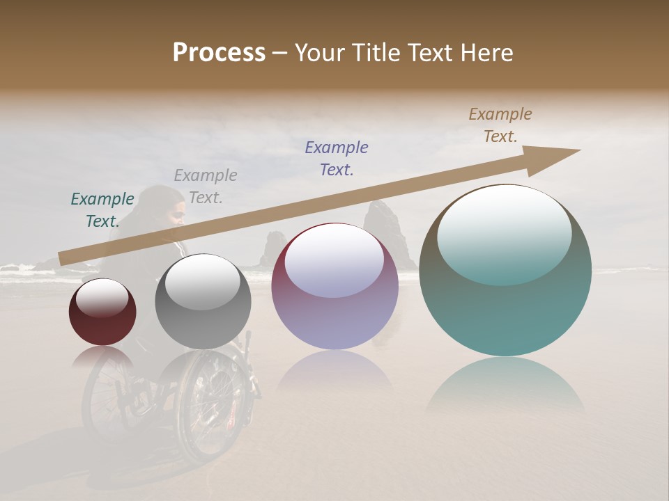 Beautiful Young Woman In A Wheel Chair Visiting Cannon Beach In Oregon, Usa. PowerPoint Template