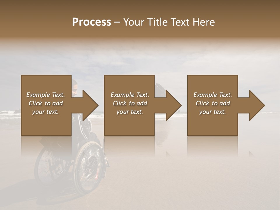 Beautiful Young Woman In A Wheel Chair Visiting Cannon Beach In Oregon, Usa. PowerPoint Template