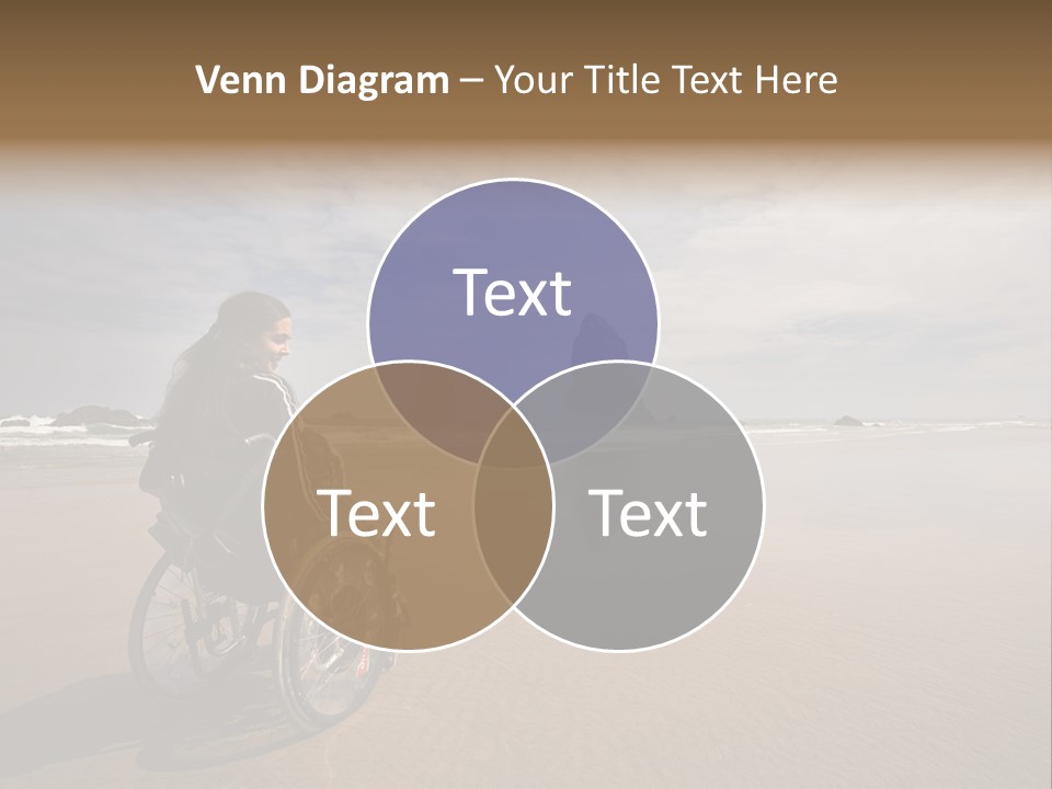 Beautiful Young Woman In A Wheel Chair Visiting Cannon Beach In Oregon, Usa. PowerPoint Template