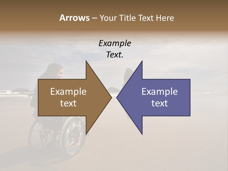 Beautiful Young Woman In A Wheel Chair Visiting Cannon Beach In Oregon, Usa. PowerPoint Template