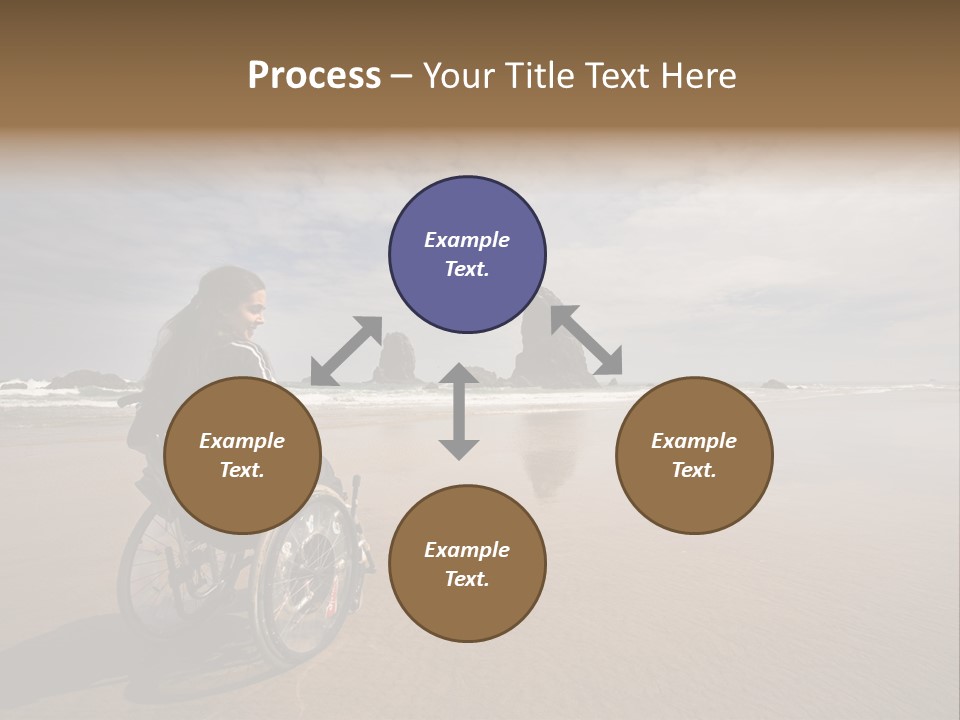 Beautiful Young Woman In A Wheel Chair Visiting Cannon Beach In Oregon, Usa. PowerPoint Template