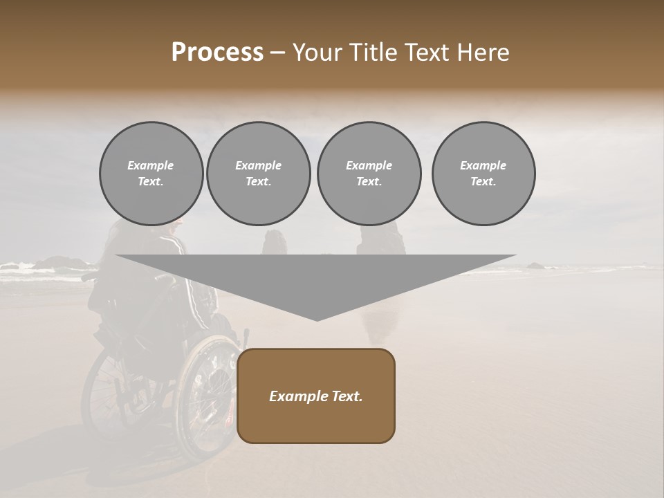 Beautiful Young Woman In A Wheel Chair Visiting Cannon Beach In Oregon, Usa. PowerPoint Template