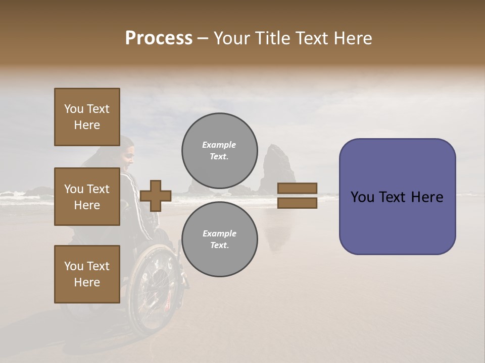 Beautiful Young Woman In A Wheel Chair Visiting Cannon Beach In Oregon, Usa. PowerPoint Template