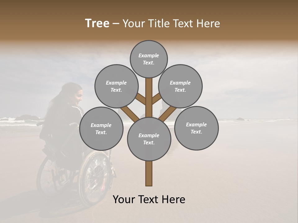 Beautiful Young Woman In A Wheel Chair Visiting Cannon Beach In Oregon, Usa. PowerPoint Template