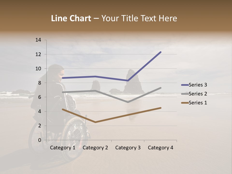 Beautiful Young Woman In A Wheel Chair Visiting Cannon Beach In Oregon, Usa. PowerPoint Template