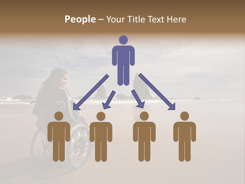 Beautiful Young Woman In A Wheel Chair Visiting Cannon Beach In Oregon, Usa. PowerPoint Template
